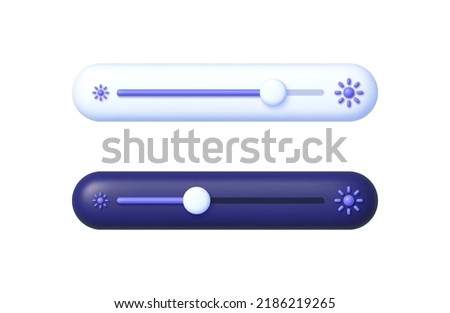 Brightness slider in 3d style on white background. Computer interface. Vector illustration element