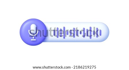 3d voice message for mobile device design. Social media message. Isolated vector illustration
