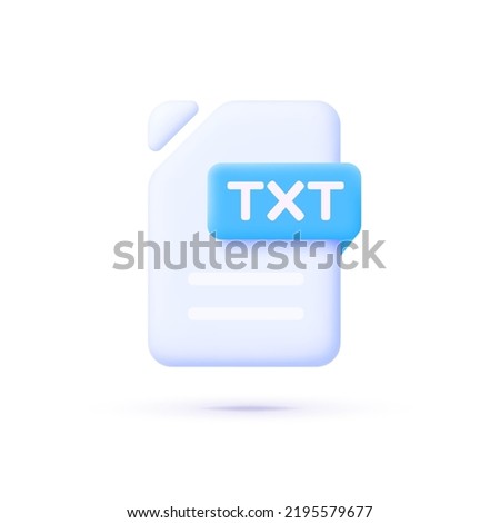 TXT File in 3D flat style on white background. Vector design illustration