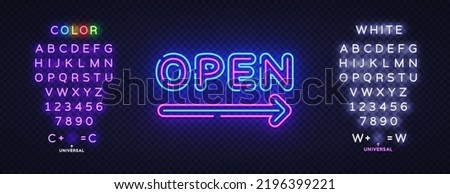 Open neon on light background. Vector icon isolated template