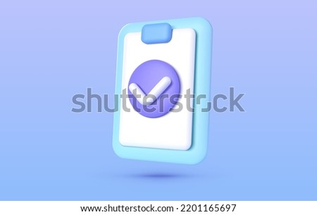 Document 3d. Exam checklist icon. Business vector icon. 3d check list icon vector render illustration. Vector render illustration