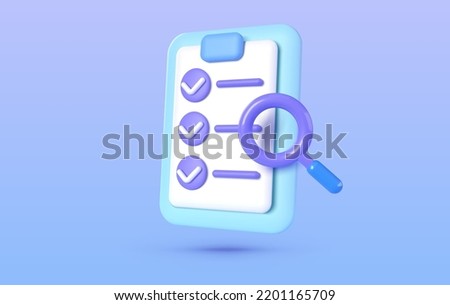 Document 3d, great design for any purposes. 3d check list icon. Business vector icon. 3d vector render concept