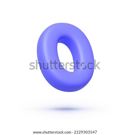 Zero number 3d. Modern 3d icon with zero number 3d on white background. Modern font. 3d render illustration