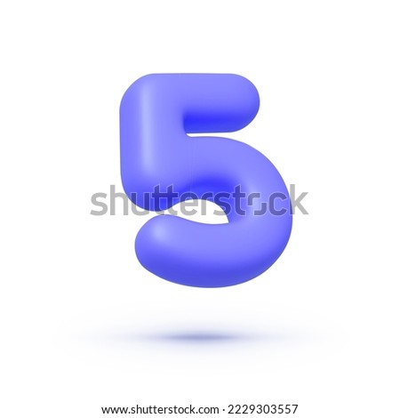 Five number 3d, great design for any purposes. Graphic design 3d icon. Typography design. Isolated typography. Vector design