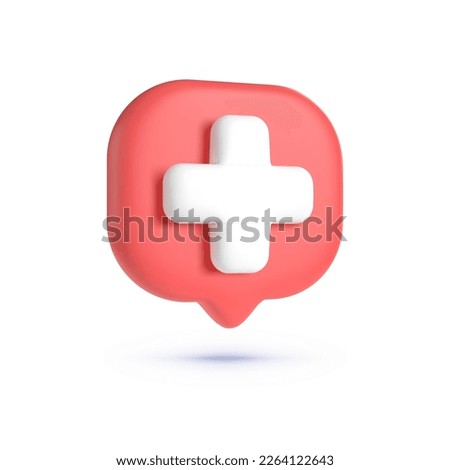Red medical 3d in modern style on white background. Health insurance icon concept. Pharmacy concept. Isolated vector illustration