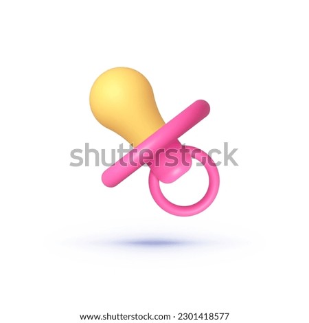 Baby pacifier in 3d style on white background. Isolated vector illustration 3d cartoon