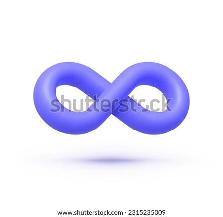 Infinity sign in 3d style on blue background. Endless infinity sign. 3d vector illustration