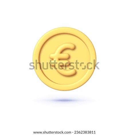 Illustration with yellow euro 3d. Design element. 3d commerce icon vector render illustration