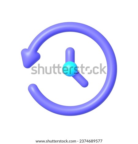 History icon 3d, great design for any purposes. Circle clock icon. Clock sign. Internet technology. Vector illustration design