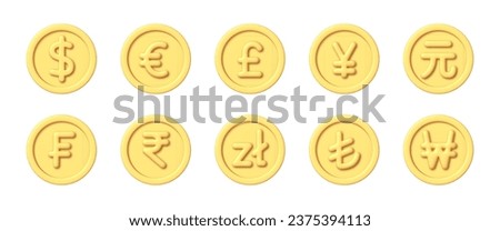Most used currency symbols set on white backdrop. Business success. Isolated vector illustration