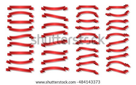 Set Vector Red Ribbons On A White Background. - 484143373 : Shutterstock