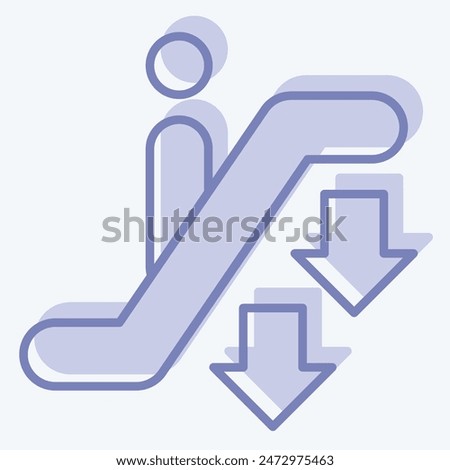 Icon Down Escalator. related to Airport symbol. two tone style. simple design illustration
