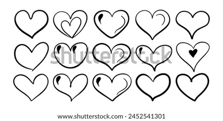 hand-drawn black line heart set, Valente Day.