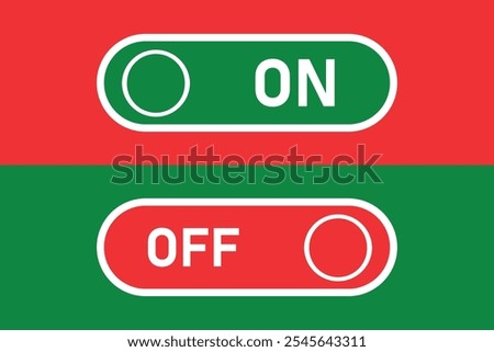 vector on off switch icon in green and red for digital, UI, control, and settings interface designs