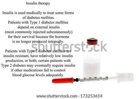 insulin and insulin needle  isolated on white.   Diabetes affects 25.8 million people of all ages.   8.3 percent of the U.S. population.