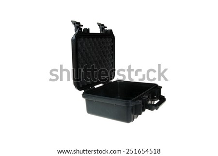 Hard Plastic Water Resistant Equipment Case. isolated on white with room for your text