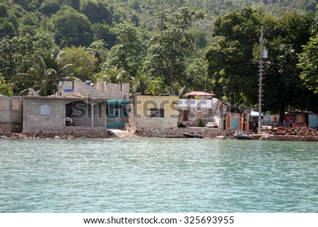 LABADEE, HAITI - SEPTEMBER 27, 2015: Typical Homes of the local residents of Labadee, Haiti. September 27, 2015