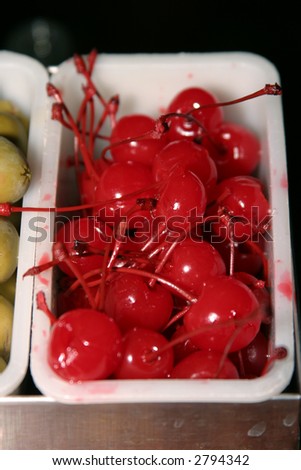 maraschino cherries in a bar for mixed drinks