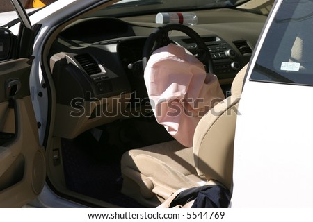 car accident showing air bag