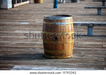 Old Oak Wine Barrels used for trash cans