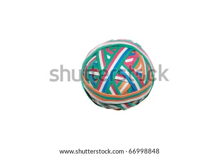 a rubber band ball isolated on white with room for your text