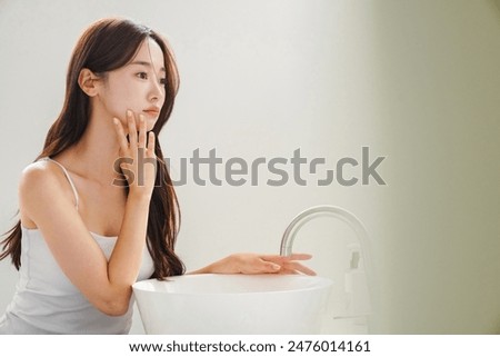 Similar – Image, Stock Photo Girl ready to wash hands