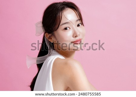 Similar – Image, Stock Photo young woman with pink hair, piercings and tattoos in front of graffiti covered houses