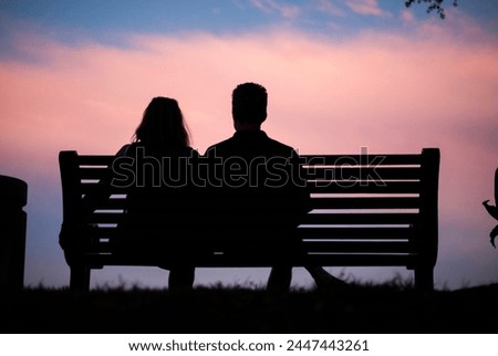 Similar – Image, Stock Photo Bench silhouette in the morning mist