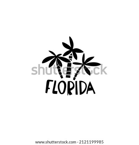 Vector hand drawn symbol of Florida. Travel illustration of USA signs. Hand drawn lettering illustration. America's  landmark logo