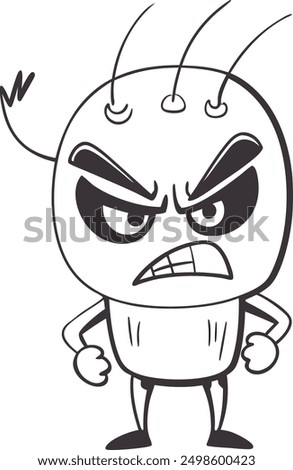 angry alien line art vector design