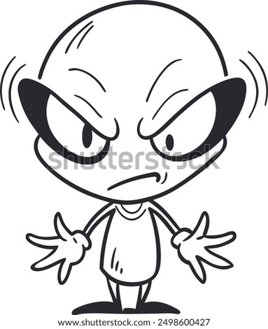 angry alien line art vector design