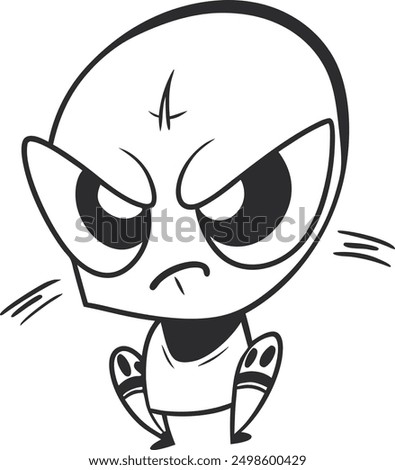 angry alien line art vector design