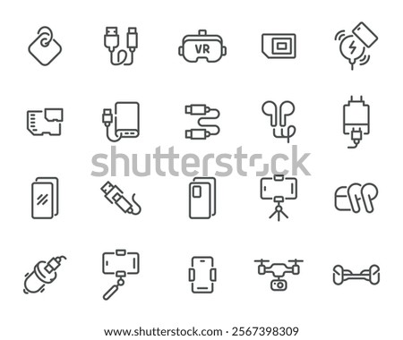 Vector Icon Set: Smartphone Gadgets and Gear