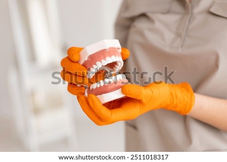 Similar – Image, Stock Photo Closeup of a denture