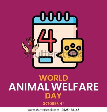 World Animal Welfare Day poster design, all Animals around the world map vector illustration, 4 October