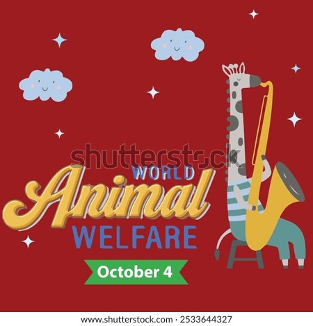 World Animal Welfare Day poster design, all Animals around the world map vector illustration, 4 October