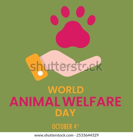 World Animal Welfare Day poster design, all Animals around the world map vector illustration, 4 October