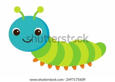 Title: Cute Caterpillar Cartoon Vector Line Art - Funny Animal Clipart on White Background