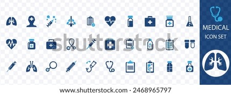 Medical icon set. Containing doctor, medicine, hospital, treatment, healthcare, nurse, pills, clinic and more