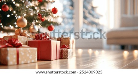 Similar – Image, Stock Photo Christmas decoration. Cozy home and hugge background. Wool socks with decorations on white background