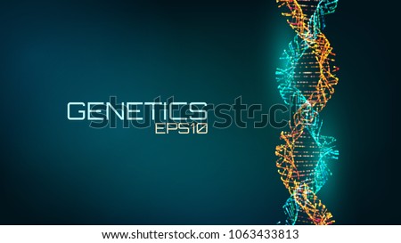 Abstract fututristic dna helix structure. Genetics biology science background. Future medical technology.
