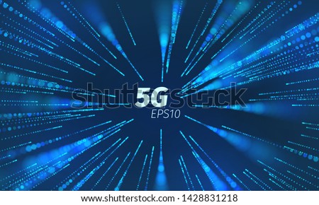 5g superspeed data channel. Wireless speed loop connect. Particle motion trails