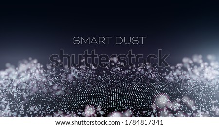 Smart dust abstract vector background. Particles with aberration and bokeh. Hitech technology wallpaper