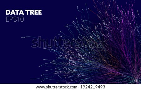 Digital science technology concept. Data tree root. Technology data tree fiber connect
