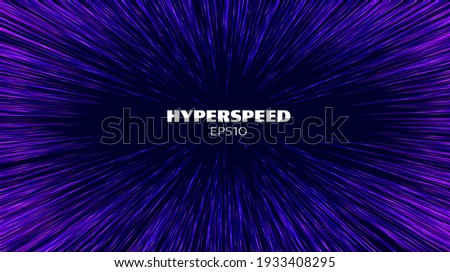 Hyperspeed vector background. Hyper speed hyperspace star travel. Warp speed light futuristic background. Photo stock © 