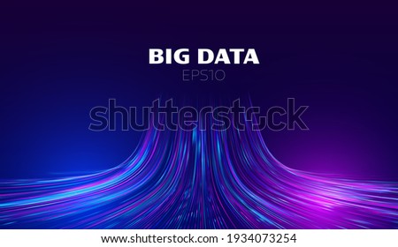 Big data vector background. Data funnel ai network. Quantum technology bigdata