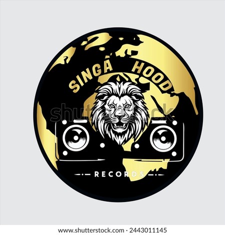 Lion logo Singa Hood Records Golden and  Black