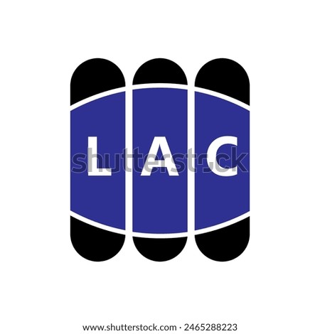 LAC letter logo design on white background.