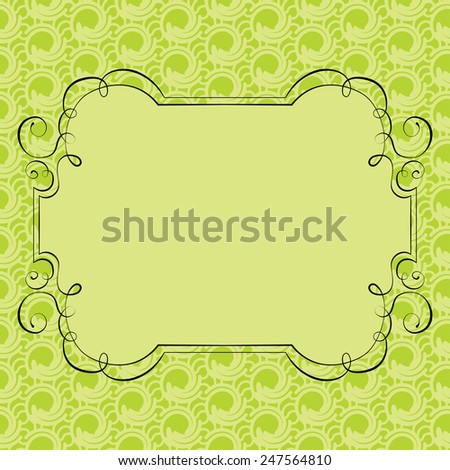 ornate frame on green seamless retro background