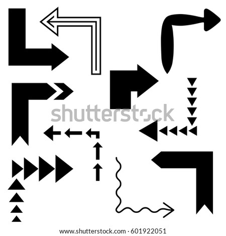 Big set of arrows for design interface. Black isolated on white background. Vector illustration.